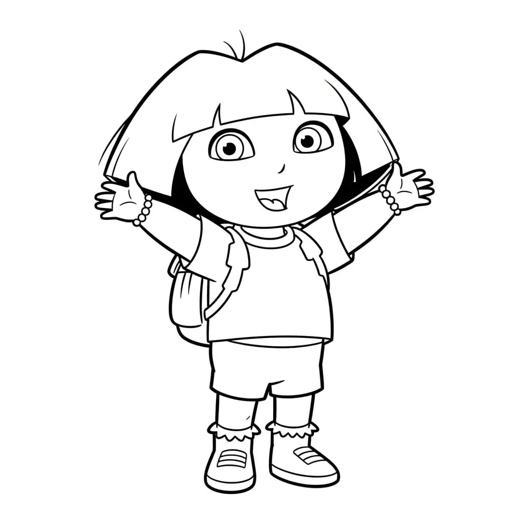 Dora Kleurplaat van Dora die eenvoudig te downloaden en in te kleuren is.