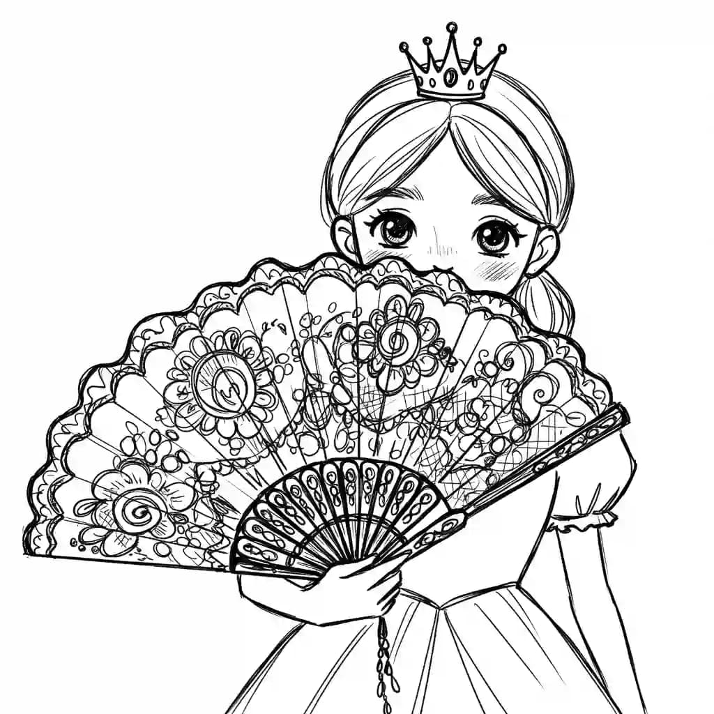 Prinses met kroon Kleurplaat van een prinses met kroon uit de categorie Prinsessen om in te kleuren.