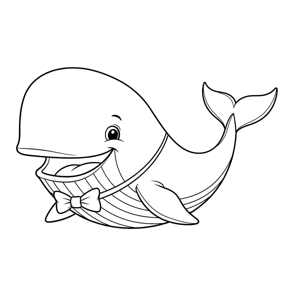 Walvis Kleurplaat van een Walvis die kinderen en volwassenen creatief kunnen inkleuren.