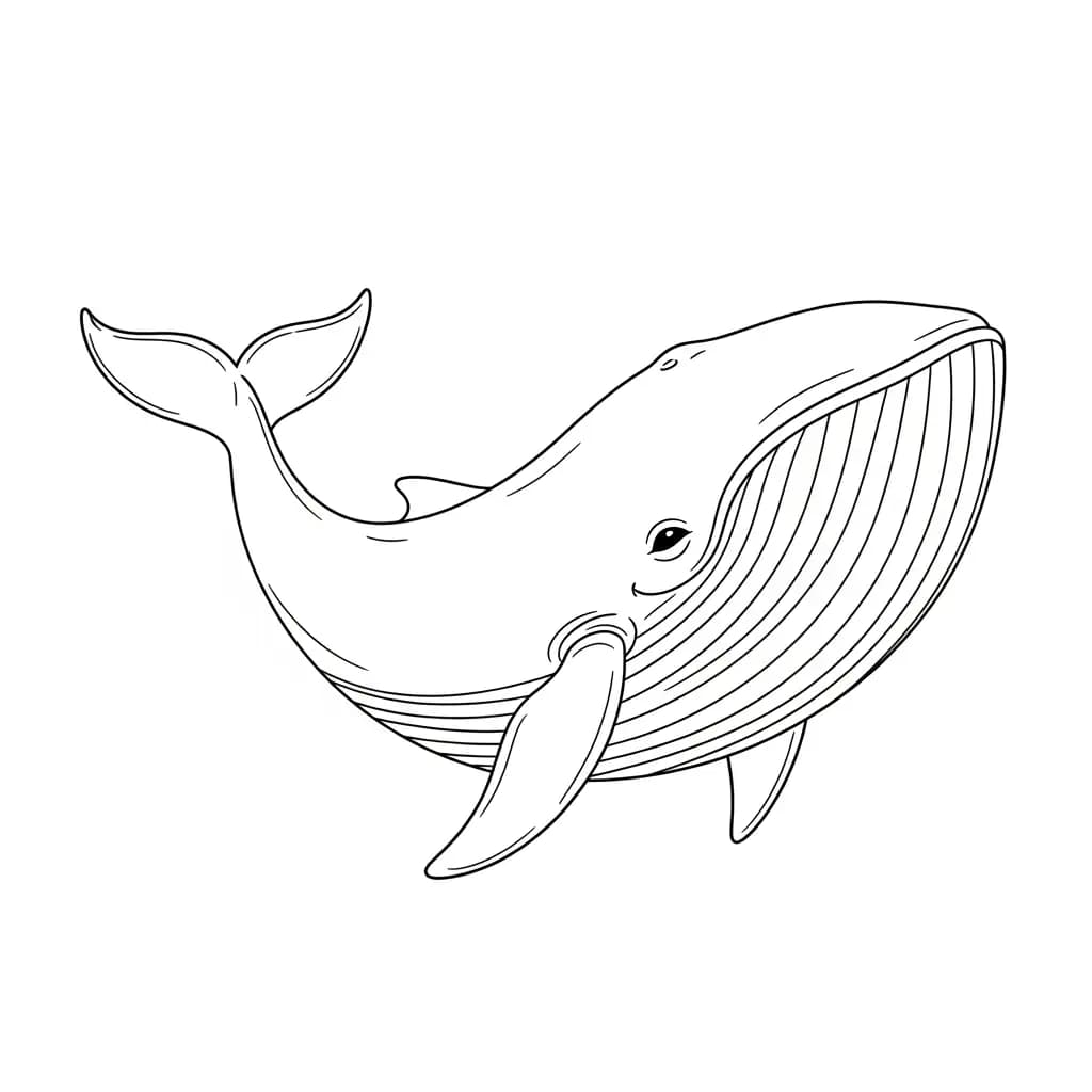 Walvis Kleurplaat van een Walvis die kinderen en volwassenen creatief kunnen inkleuren.