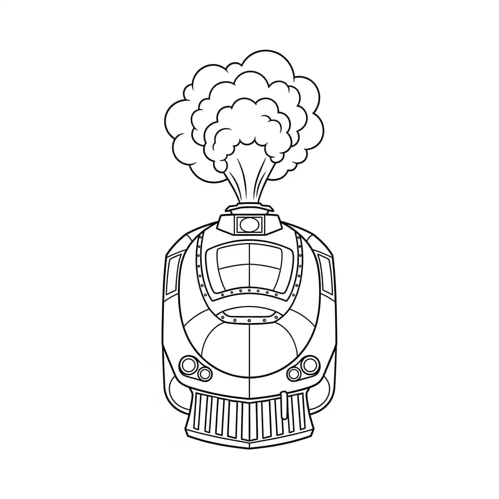 Trein Kleurplaat van een trein met een leuk en creatief ontwerp om zelf in te kleuren.