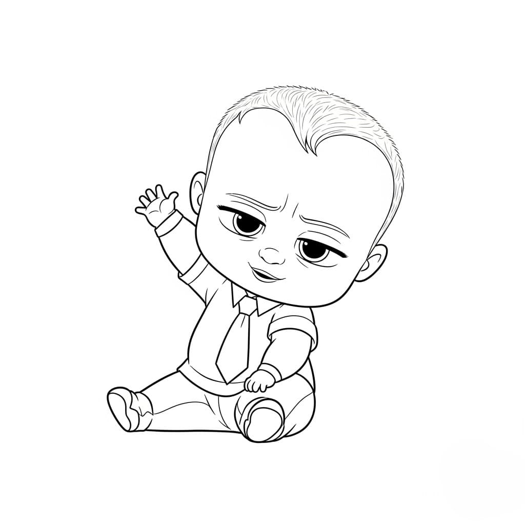 Boss Baby Leuke zwart-wit tekening van Boss Baby om zelf in te kleuren.