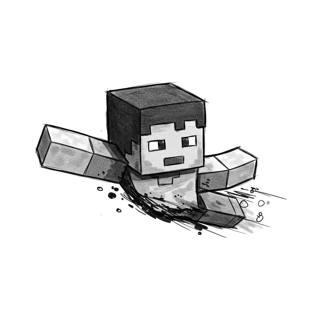 Minecraft Kleurplaat van Minecraft met bekende figuren en avontuurlijke elementen om zelf in te kleuren.