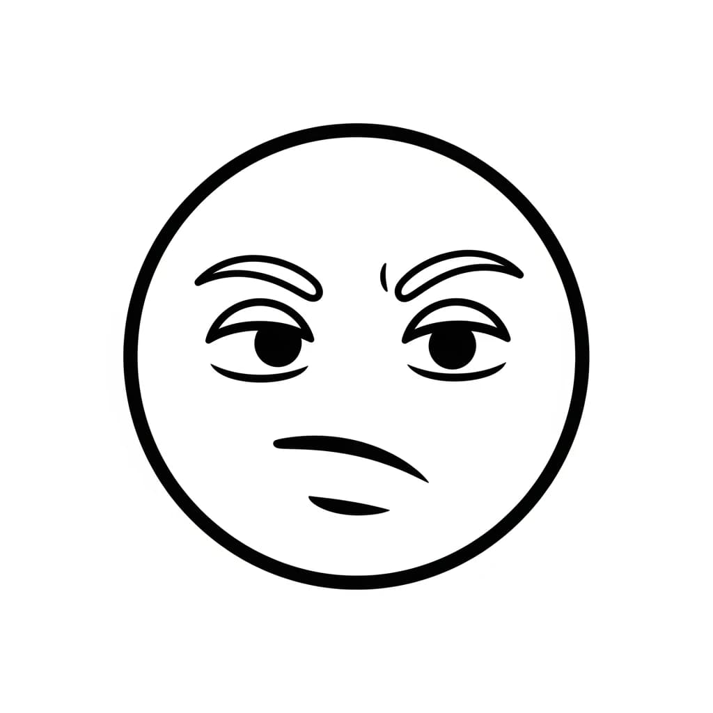 Emoji Zwart-witte kleurplaat van een eenvoudige Emoji-tekening om in te kleuren.