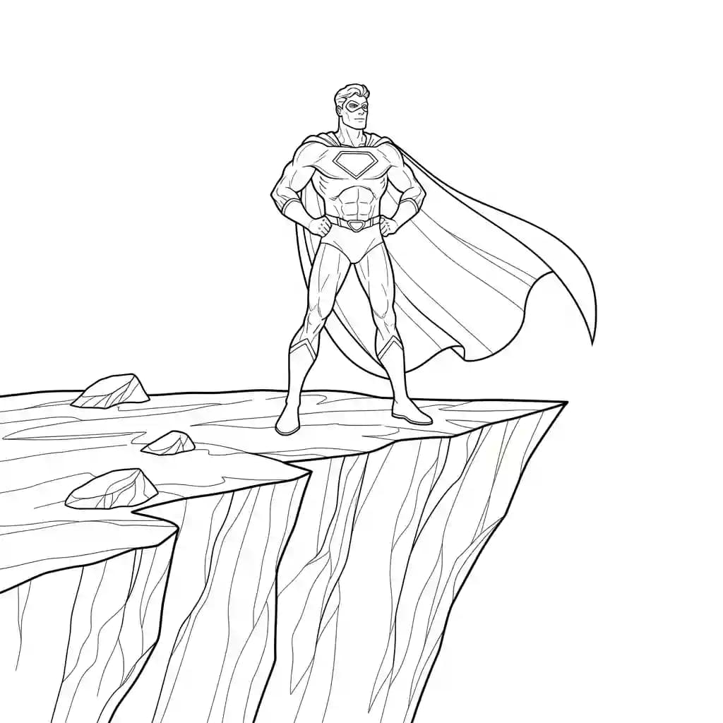 Superheld Kleurplaat van een superheld met stoer en avontuurlijk thema om in te kleuren.