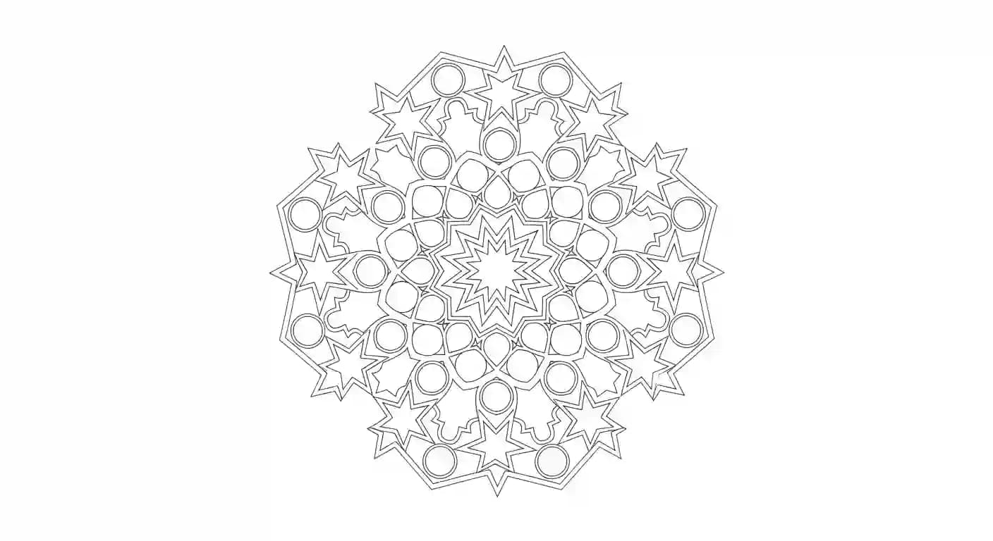 Mandala Mooie Mandala kleurplaat met symmetrische vormen om in te kleuren.