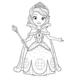Sofia de Prinses kleurplaat schets kleurplaat van prinses Sofia met duidelijke contouren, klaar om in te kleuren