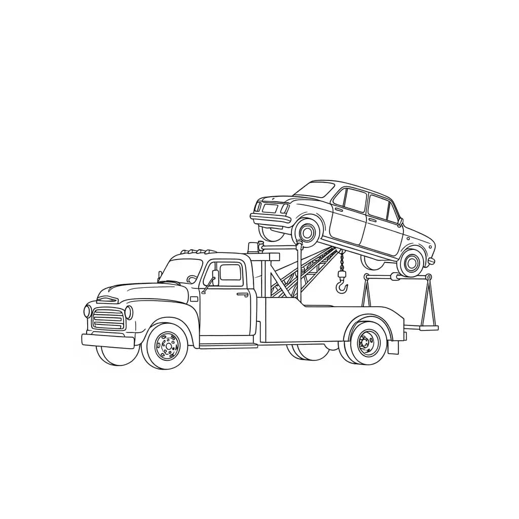 Vrachtwagen Kleurplaat van een vrachtwagen om zelf creatief in te kleuren.