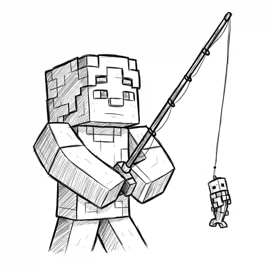 Minecraft Kleurplaat van Minecraft met bekende figuren en avontuurlijke elementen om zelf in te kleuren.