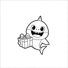 Baby Shark Kleurplaat Vrolijke kleurplaat van Baby Shark die kinderen en volwassenen kunnen inkleuren.