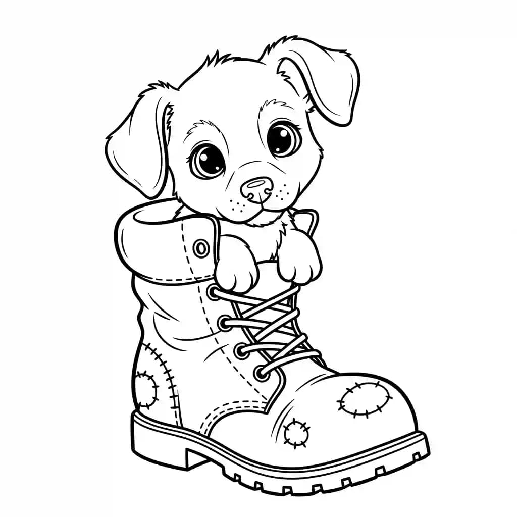 Hond Een vrolijke hond op een kleurplaat, klaar om ingekleurd te worden.