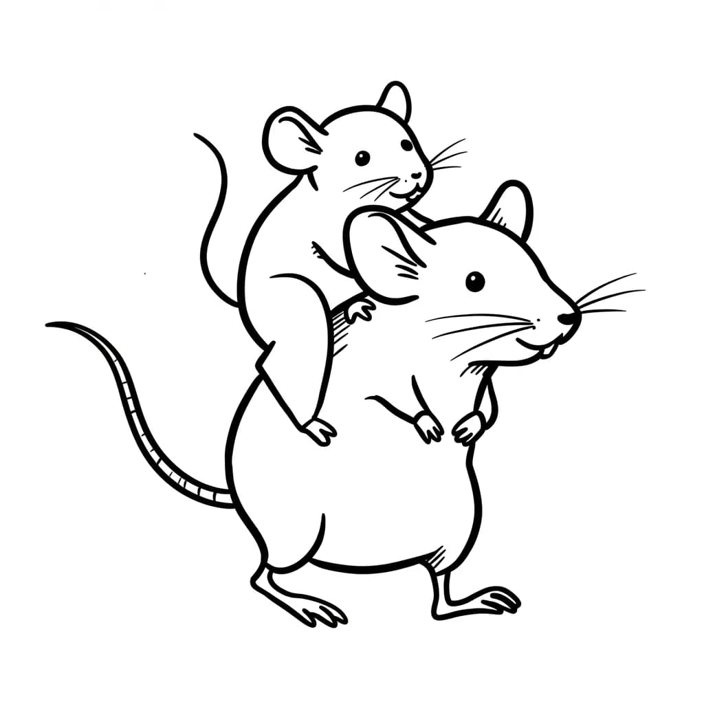 Muis Kleurplaat van een schattige muis die ideaal is om in te kleuren door kinderen en volwassenen.
