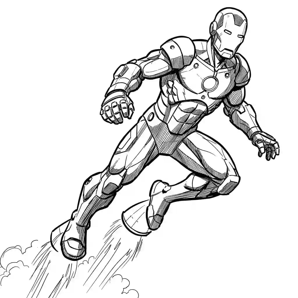Iron Man Superheld Iron Man als kleurplaat om te printen en creatief in te kleuren.