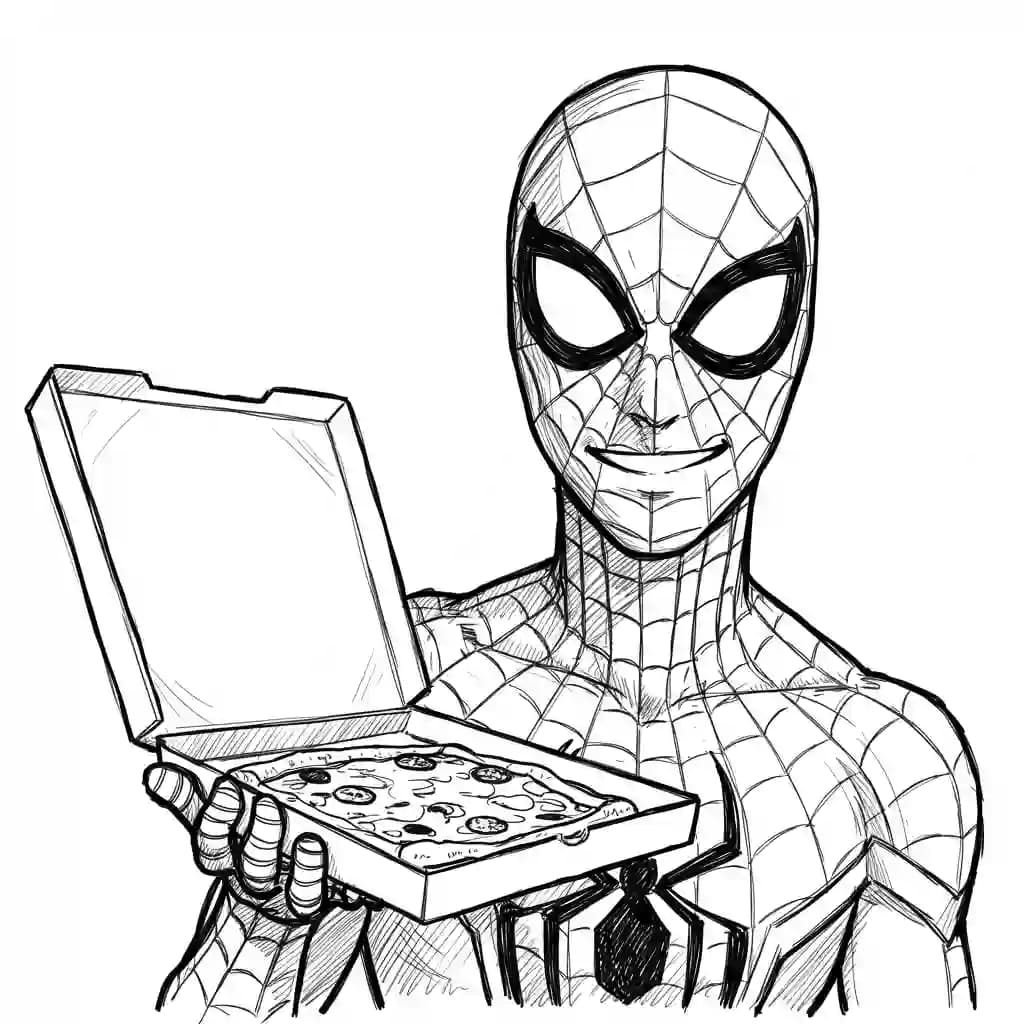 Spiderman Kleurplaat van Spiderman met een stoer superhelden thema om zelf in te kleuren.