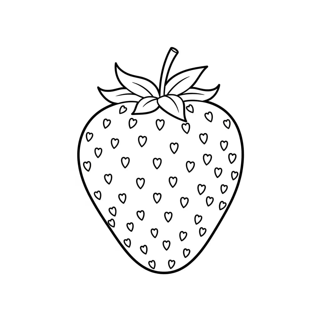 Aardbeienkleurplaat schets kleurplaat van een grote aardbei met duidelijke contouren om in te kleuren