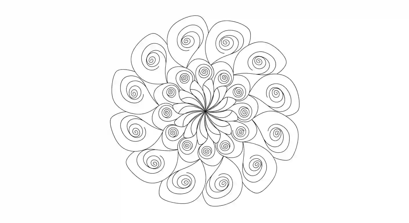 Mandala Gedetailleerde Mandala kleurplaat met sierlijke vormen om creatief in te kleuren.
