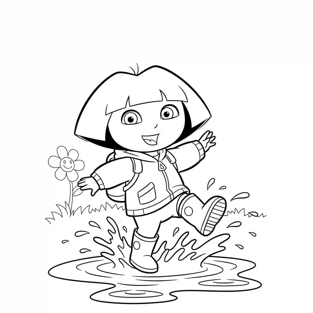 Dora Een eenvoudige en leuke kleurplaat van Dora om in te kleuren.