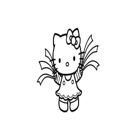 hello kitty Kleurplaat van hello kitty in een vrolijk en creatief thema om zelf in te kleuren.