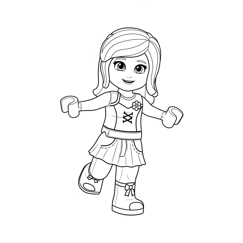 Lego Friends Kleurplaat van Lego Friends met vrolijke personages en creatieve details om in te kleuren.