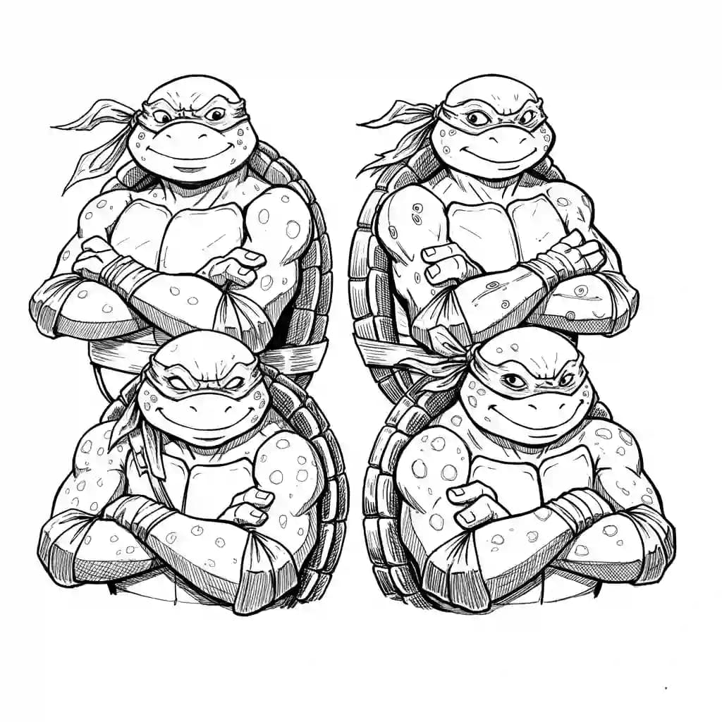 Tienermutante ninjaschildpadden Kleurplaat van tienermutante ninjaschildpadden met een avontuurlijk en speels thema om in te kleuren.