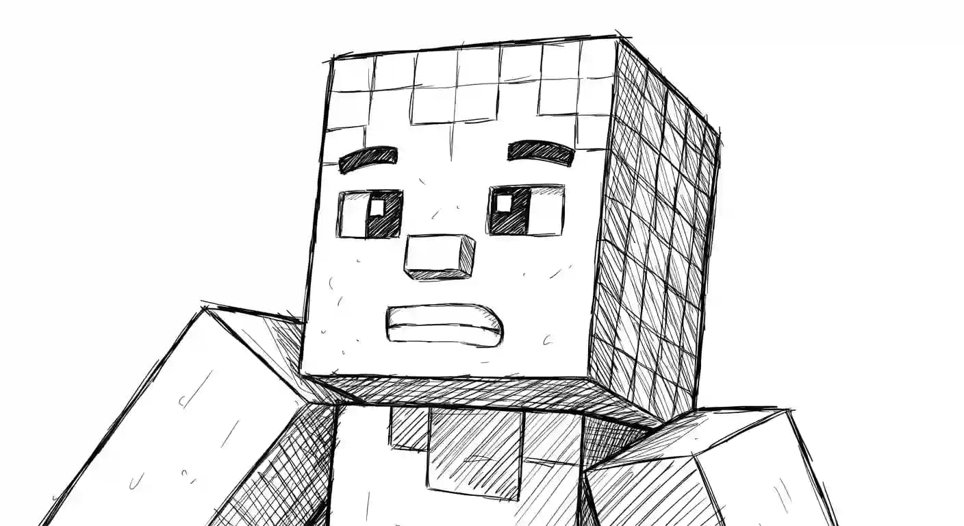 Minecraft Kleurplaat van Minecraft met bekende figuren en avontuurlijke elementen om zelf in te kleuren.