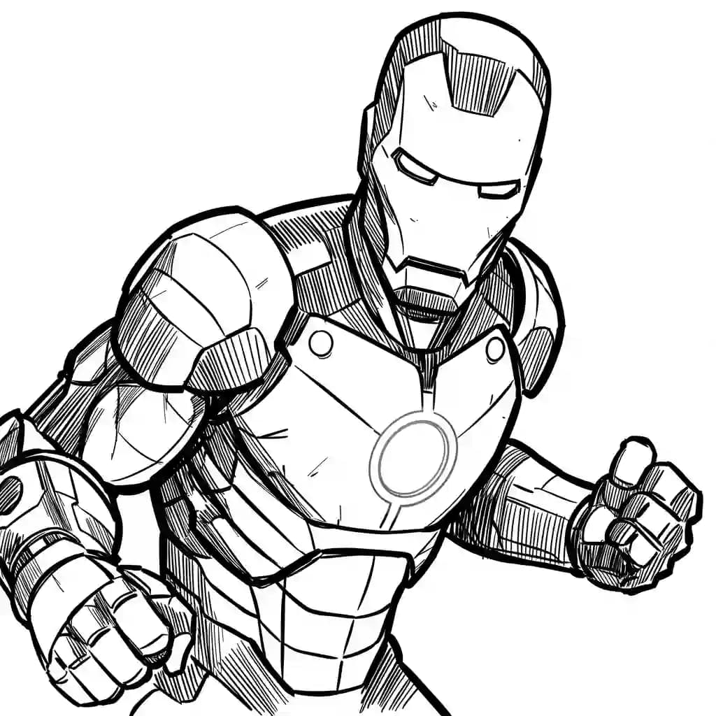 Iron Man Superheld Iron Man als kleurplaat om te printen en creatief in te kleuren.