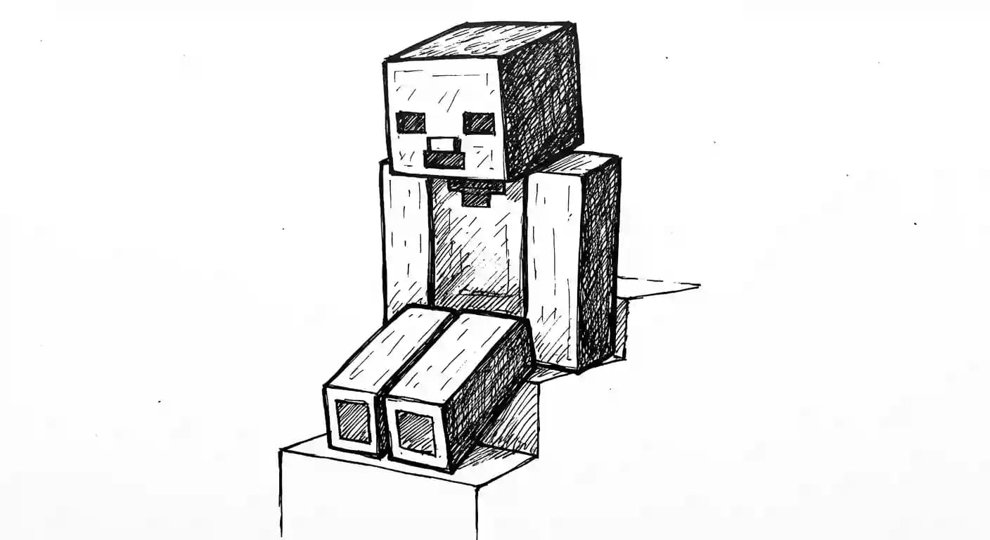 Minecraft Kleurplaat van Minecraft met bekende figuren en avontuurlijke elementen om zelf in te kleuren.