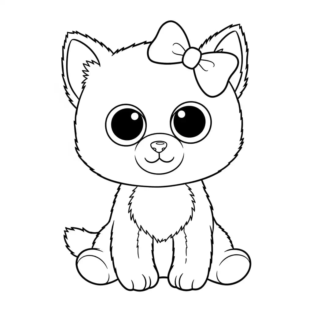 Ty Beanie Boo Kleurplaat van Ty Beanie Boo met een vrolijk en creatief thema om in te kleuren.
