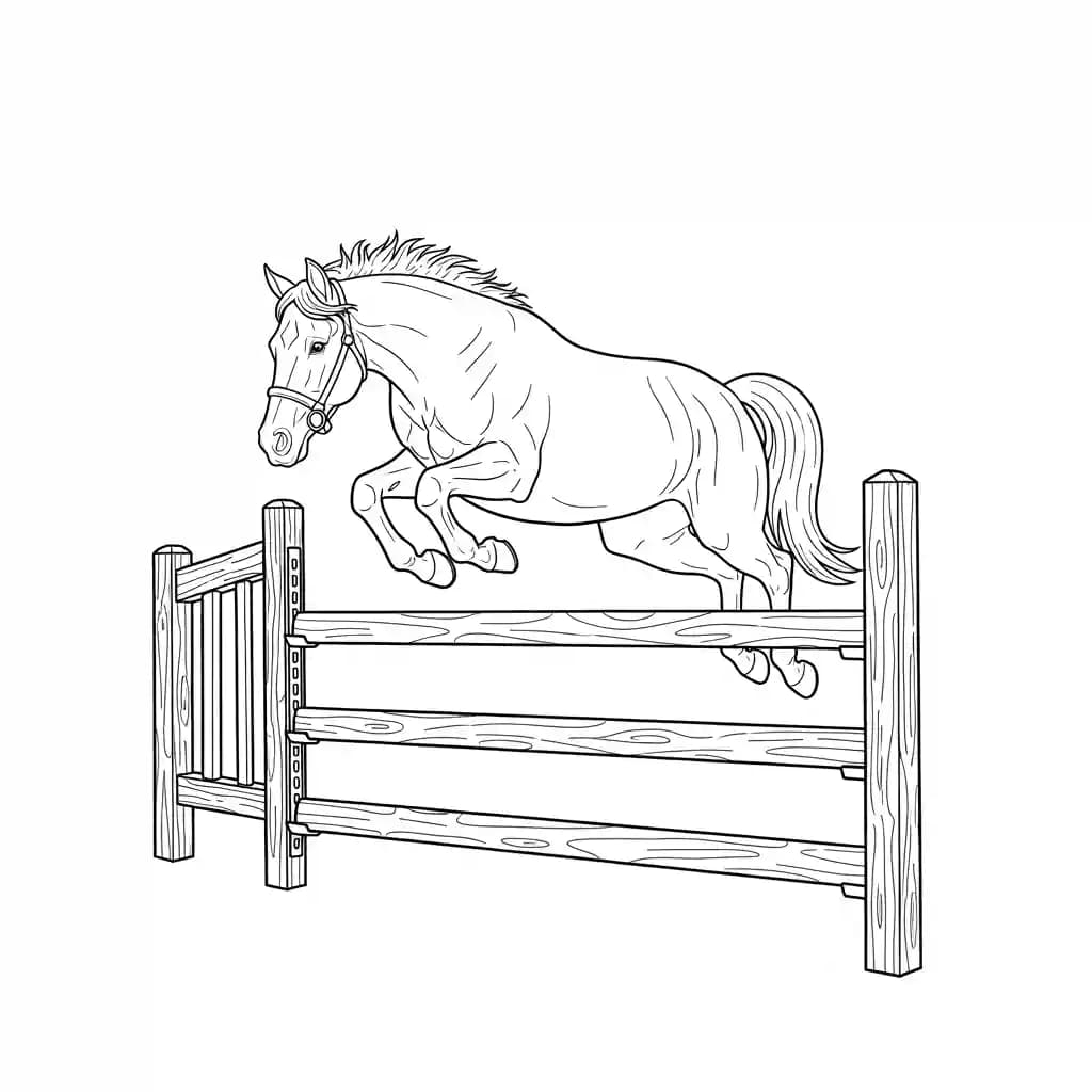 Paard Kleurplaat van een paard die eenvoudig te printen en in te kleuren is.