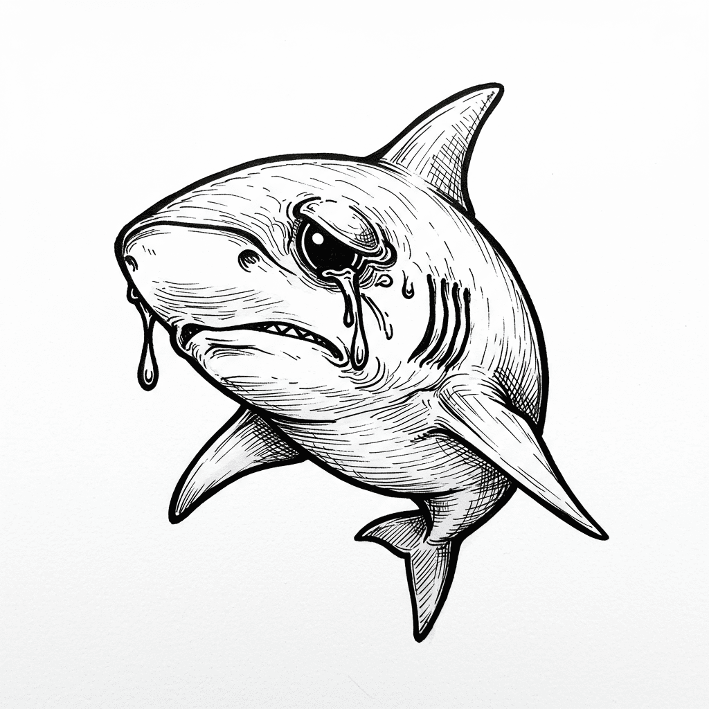 Haai Leuke kleurplaat van een Haai om thuis te printen en in te kleuren.