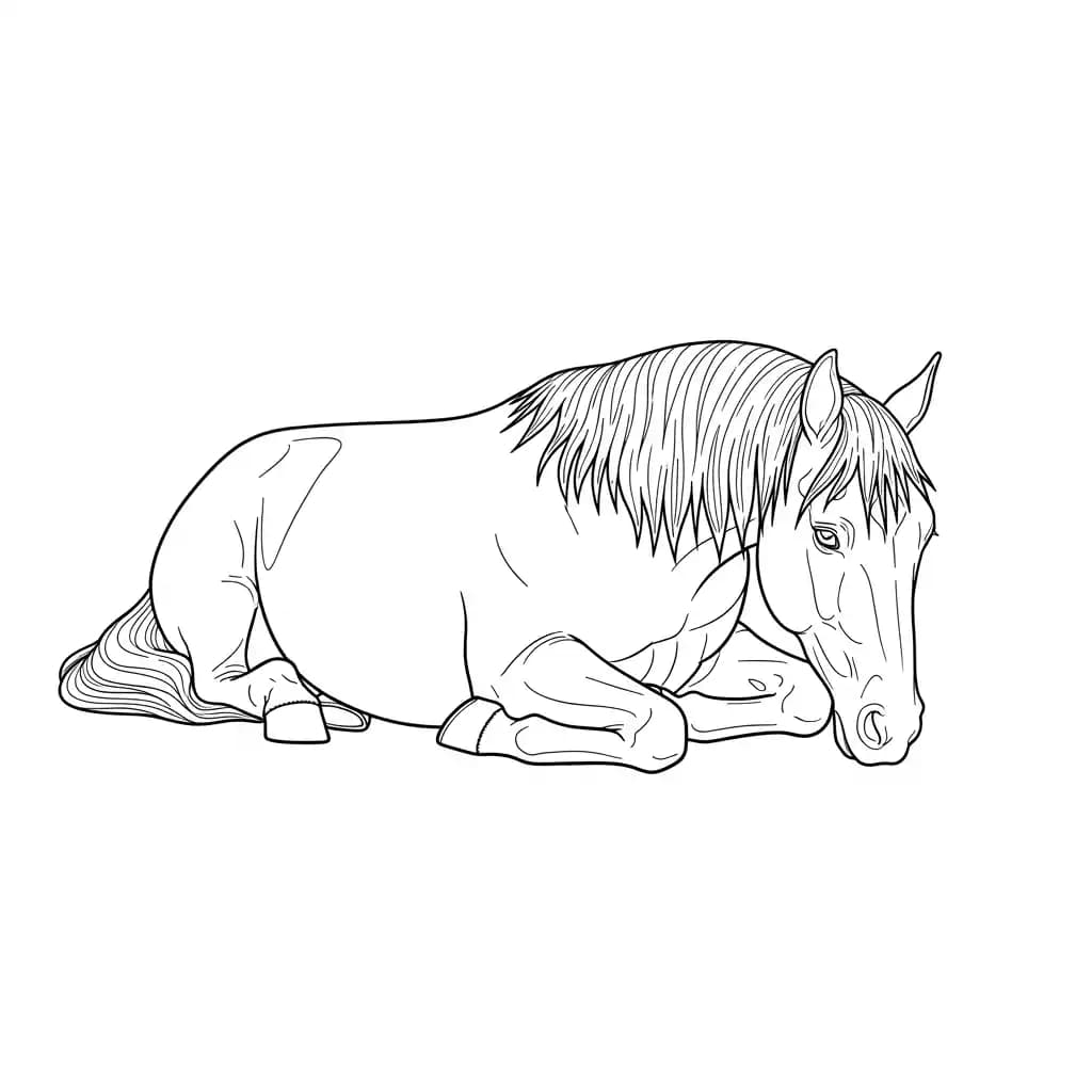 Paard Kleurplaat van een paard die eenvoudig te printen en in te kleuren is.