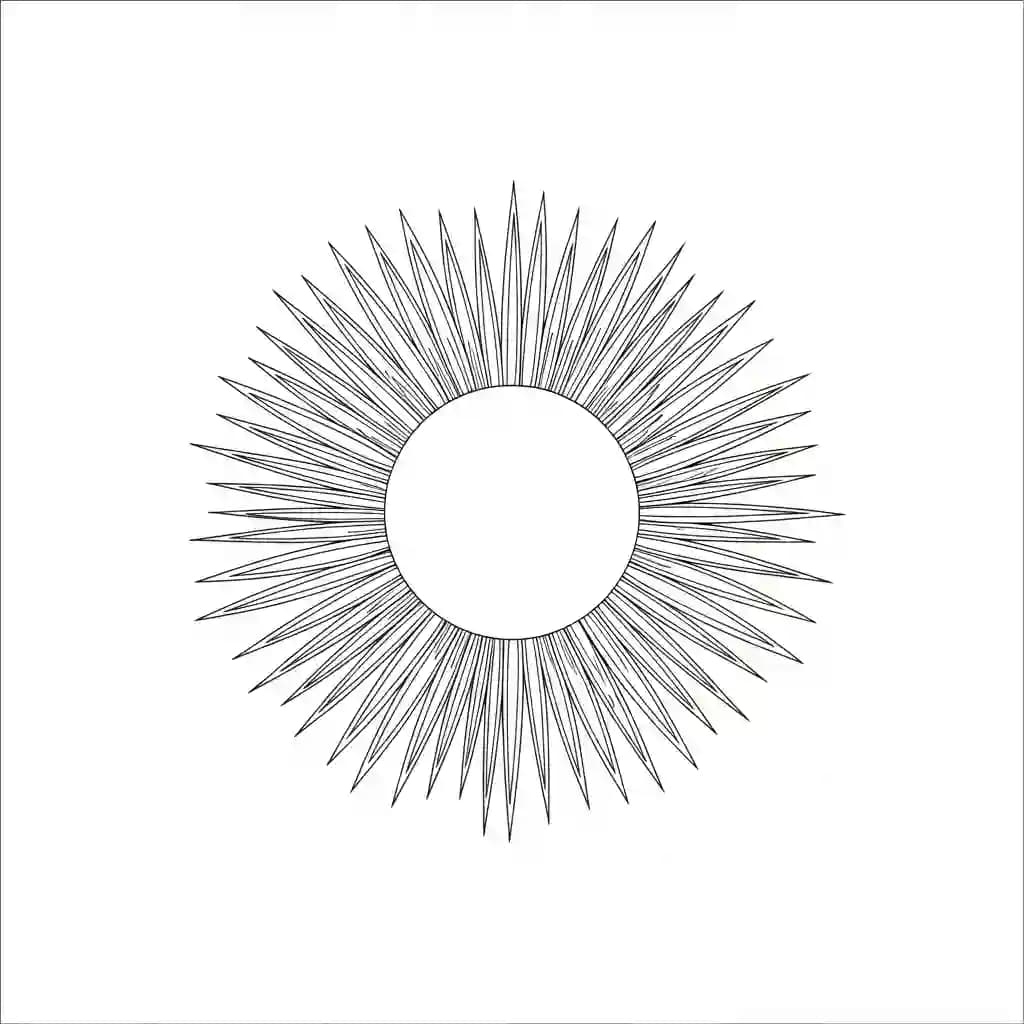 Vuurwerk Een creatieve kleurplaat van een vuurwerkexplosie met verschillende vormen en patronen.