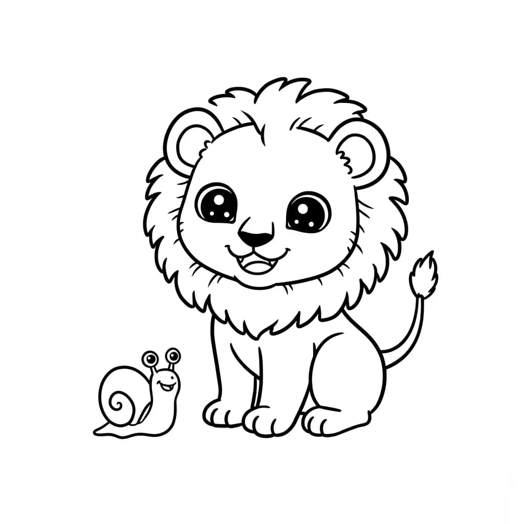 Lion King Kleurplaat van Lion King met een vrolijke savannesetting om creatief in te kleuren.