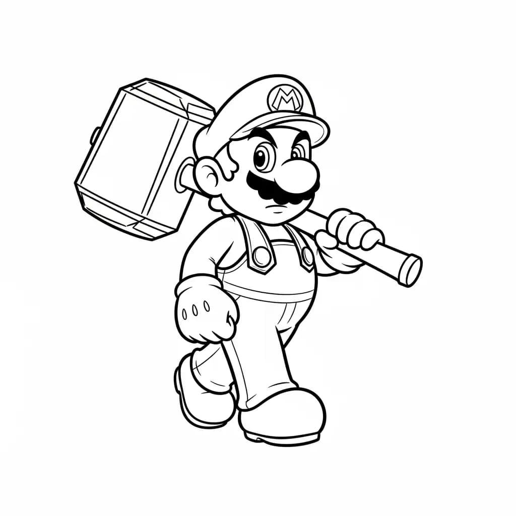 Mario Leuke kleurplaat van Mario om gratis te printen en creatief in te kleuren.