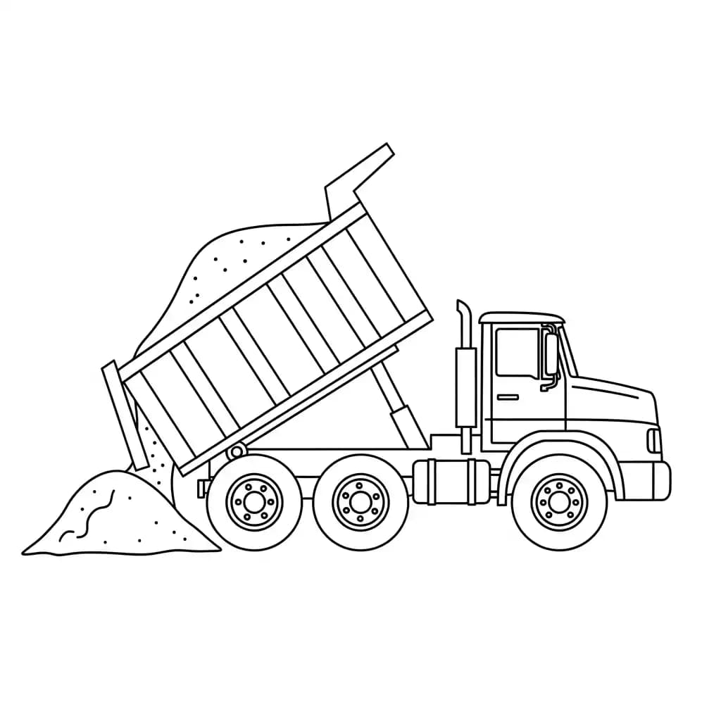 Vrachtwagen Kleurplaat van een vrachtwagen om zelf creatief in te kleuren.