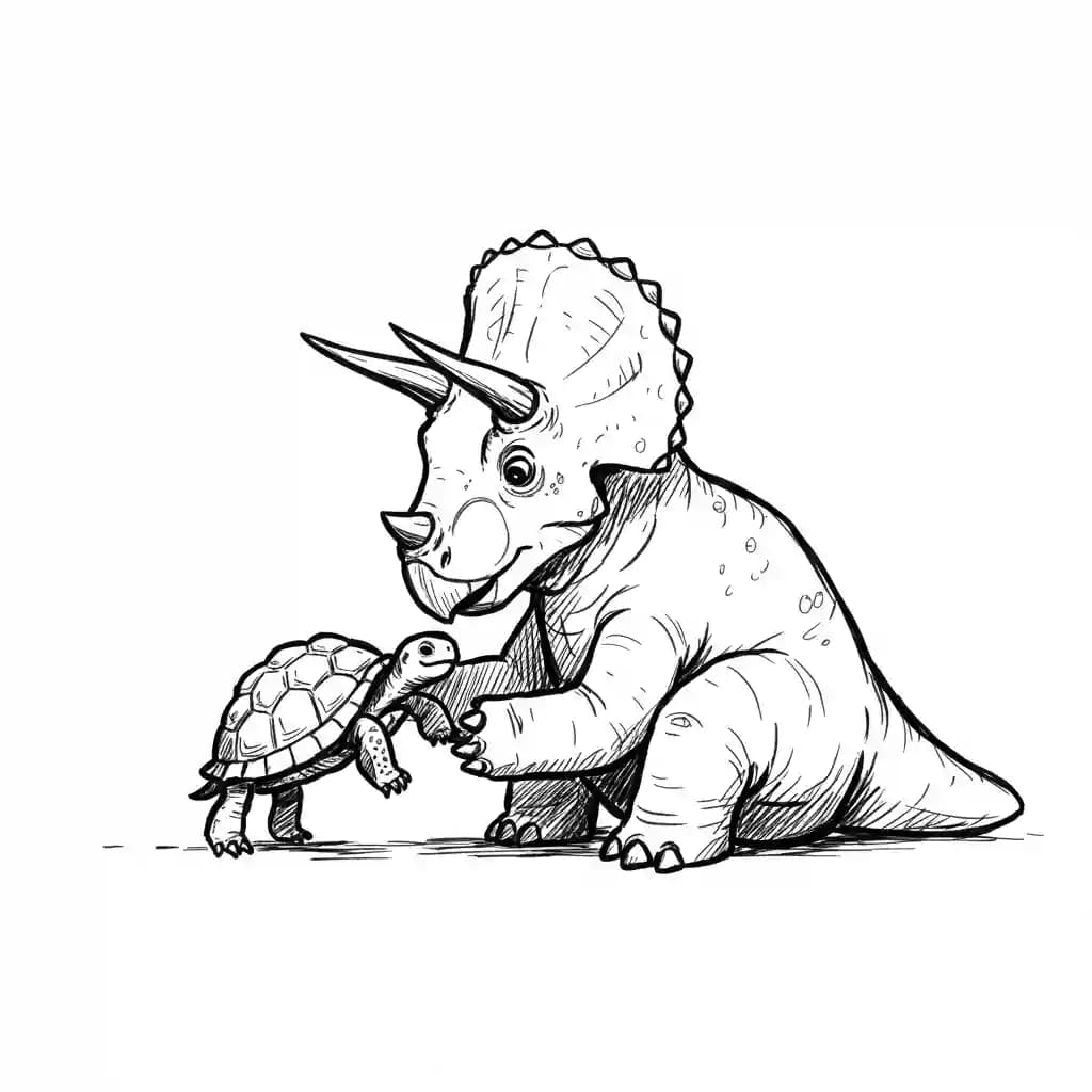 Dinosaurus Een schattige en eenvoudige dinosaurus kleurplaat om in te kleuren.