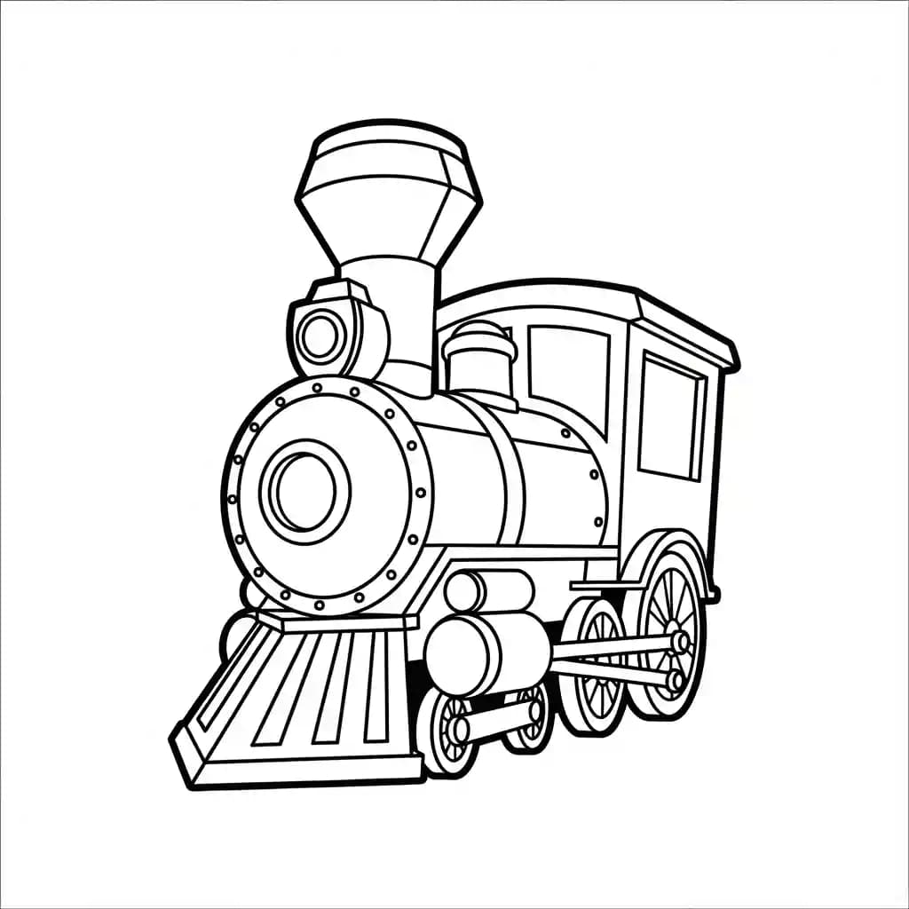 Trein Kleurplaat van een trein met een leuk en creatief ontwerp om zelf in te kleuren.