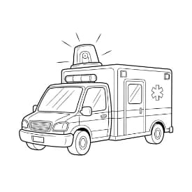 Ambulance Kleurplaat Zwart-witte tekening van een ambulance om gratis te downloaden en in te kleuren.