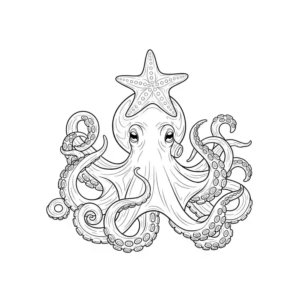 Octopus Kleurplaat van een vriendelijke Octopus die uitnodigt tot creatief inkleuren.