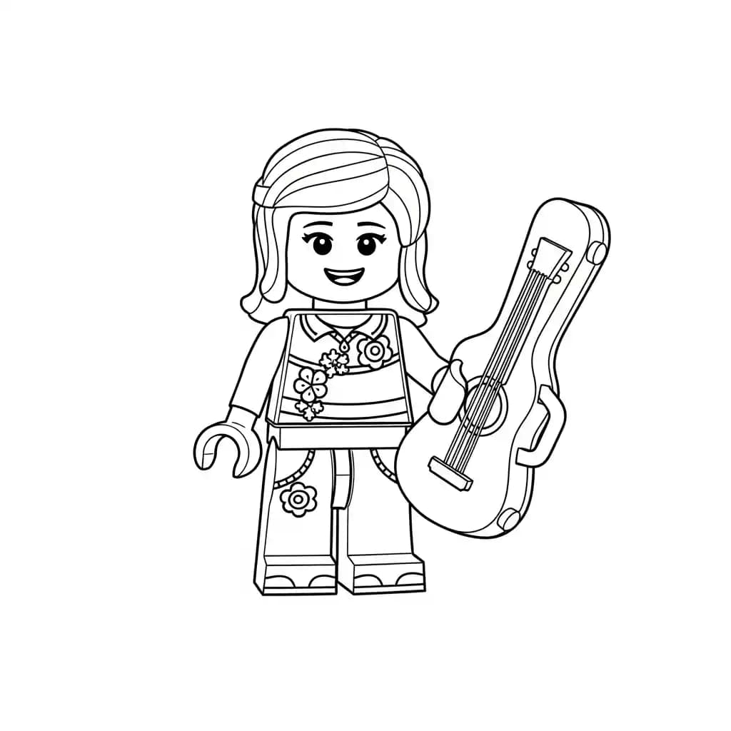 Lego Friends Leuke Lego Friends kleurplaat met vrolijke personages om zelf creatief in te kleuren.