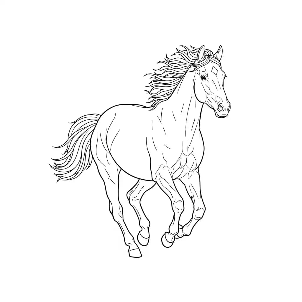 Paard Kleurplaat van een paard die eenvoudig te printen en in te kleuren is.