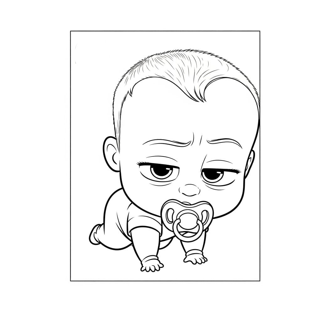 Boss Baby Kleurplaat Zwart-witte kleurplaat van Boss Baby, klaar om in te kleuren door kinderen en volwassenen.