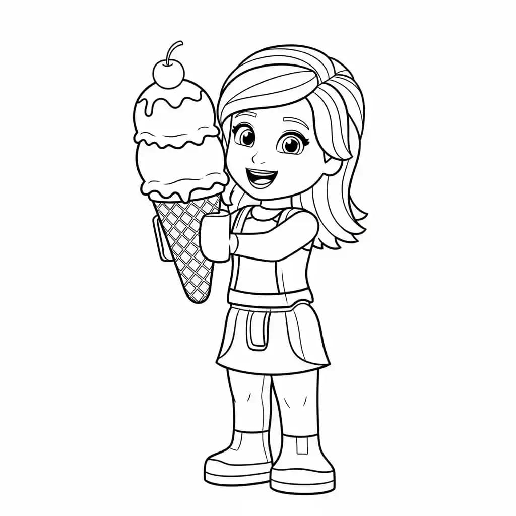 Lego Friends Vrolijke Lego Friends tekening met vrienden die samen plezier maken en ingekleurd kunnen worden.
