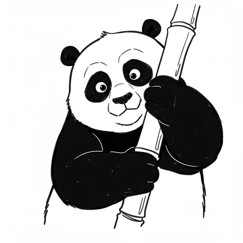 Kung Fu Panda Leuke kleurplaat van Kung Fu Panda met een vrolijke en actieve uitstraling.