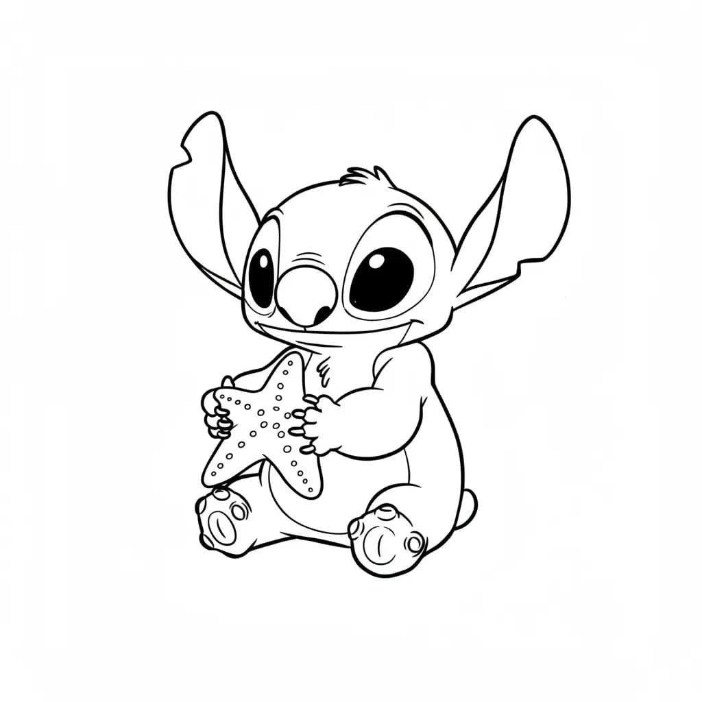 Stitch Kleurplaat van stitch om in te kleuren en gratis te printen