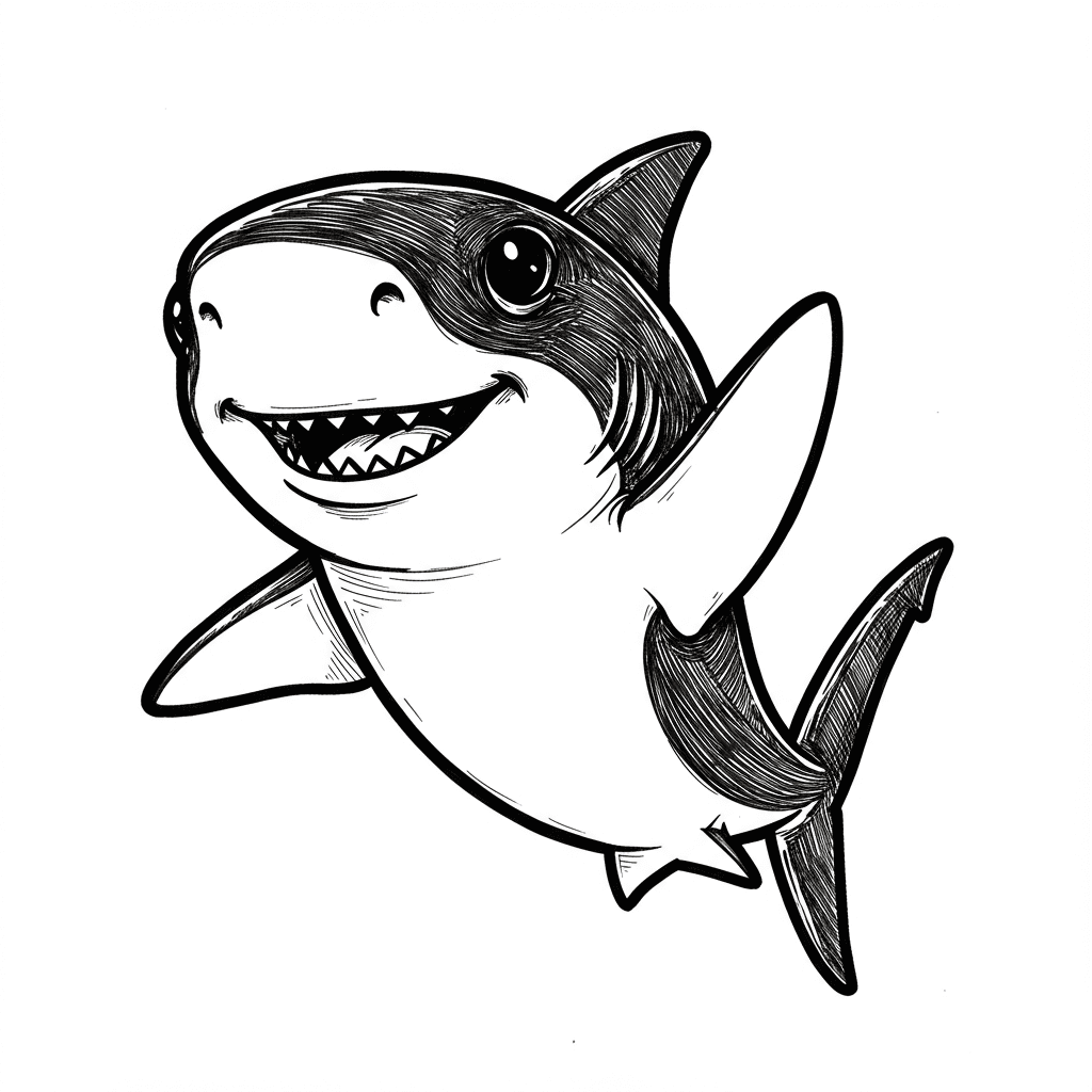 Haai Leuke kleurplaat van een Haai om thuis te printen en in te kleuren.