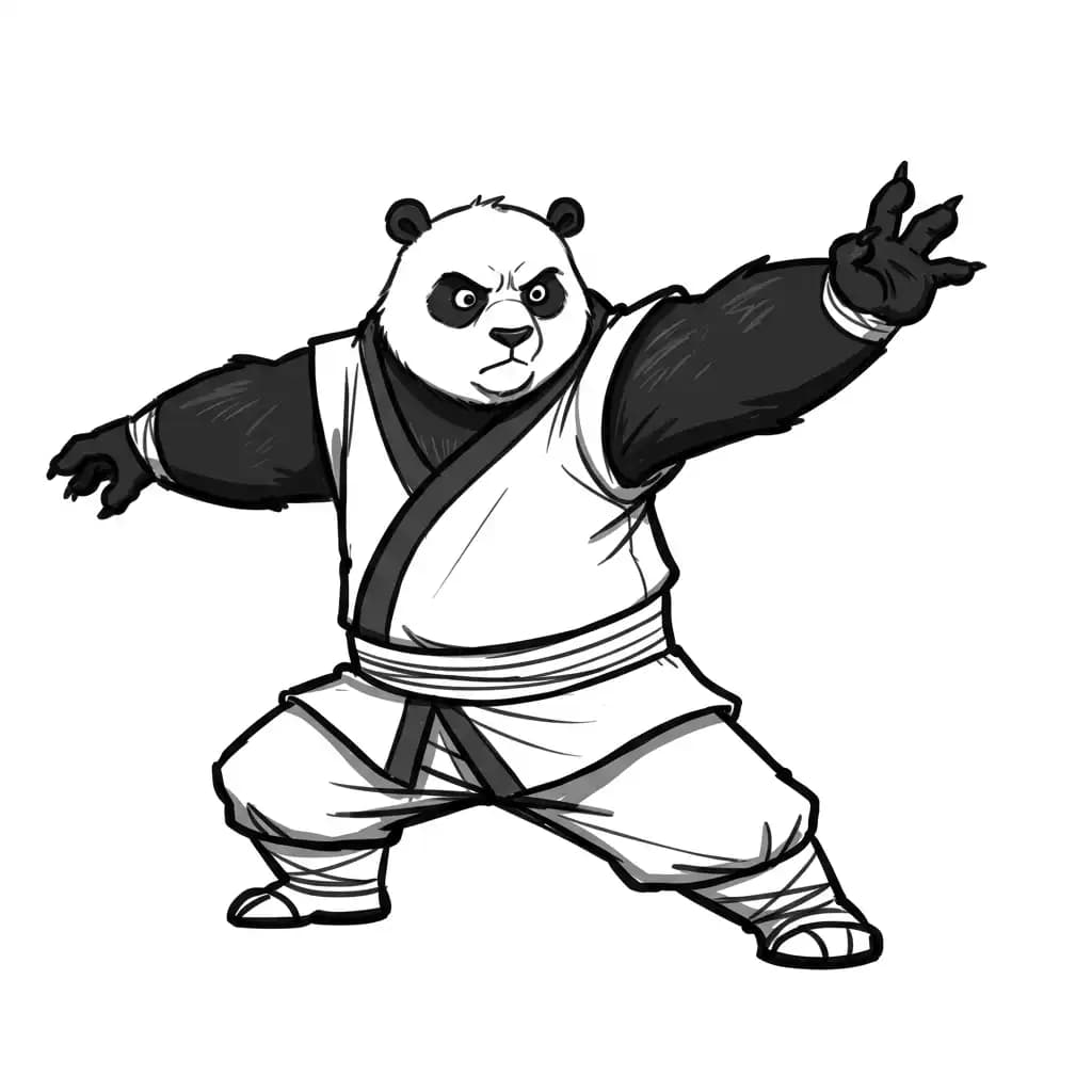 Kung Fu Panda Kleurplaat van Kung Fu Panda met een leuke en avontuurlijke scène om in te kleuren.