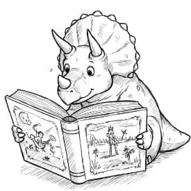 Dinosaurus Een vrolijke dinosaurus tekening klaar om zelf in te kleuren.