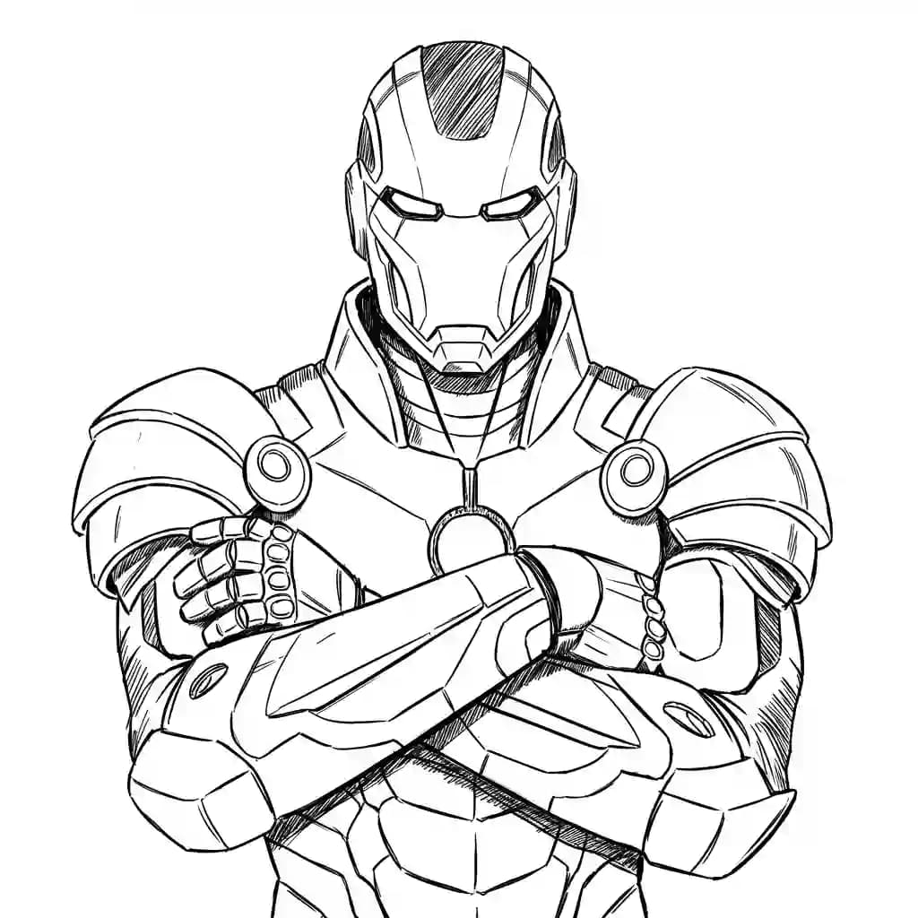 Iron Man Gratis kleurplaat van Iron Man in actie, leuk om zelf te printen en in te kleuren.