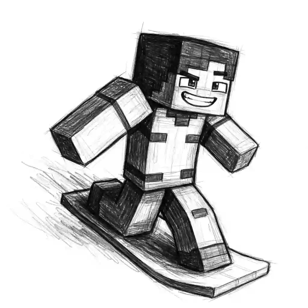 Minecraft Kleurplaat van Minecraft met bekende figuren en avontuurlijke elementen om zelf in te kleuren.